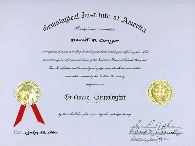 GIA Graduate Gemologist Certificate Diploma David Conger Ottawa